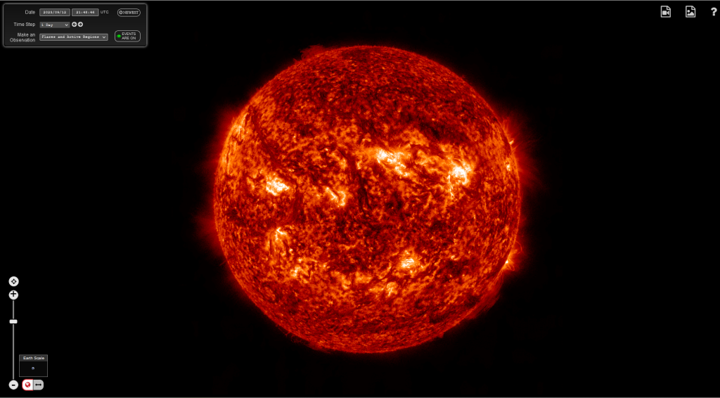 fiery orange ball in black space
